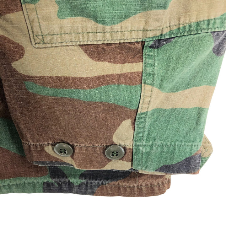 Genuine US military camouflage pattern woodland camo ripstop BDU military jacket made in USA MEDIUM-REGULAR equivalent to men's M cotton Khaki type Vintage Second Hand
