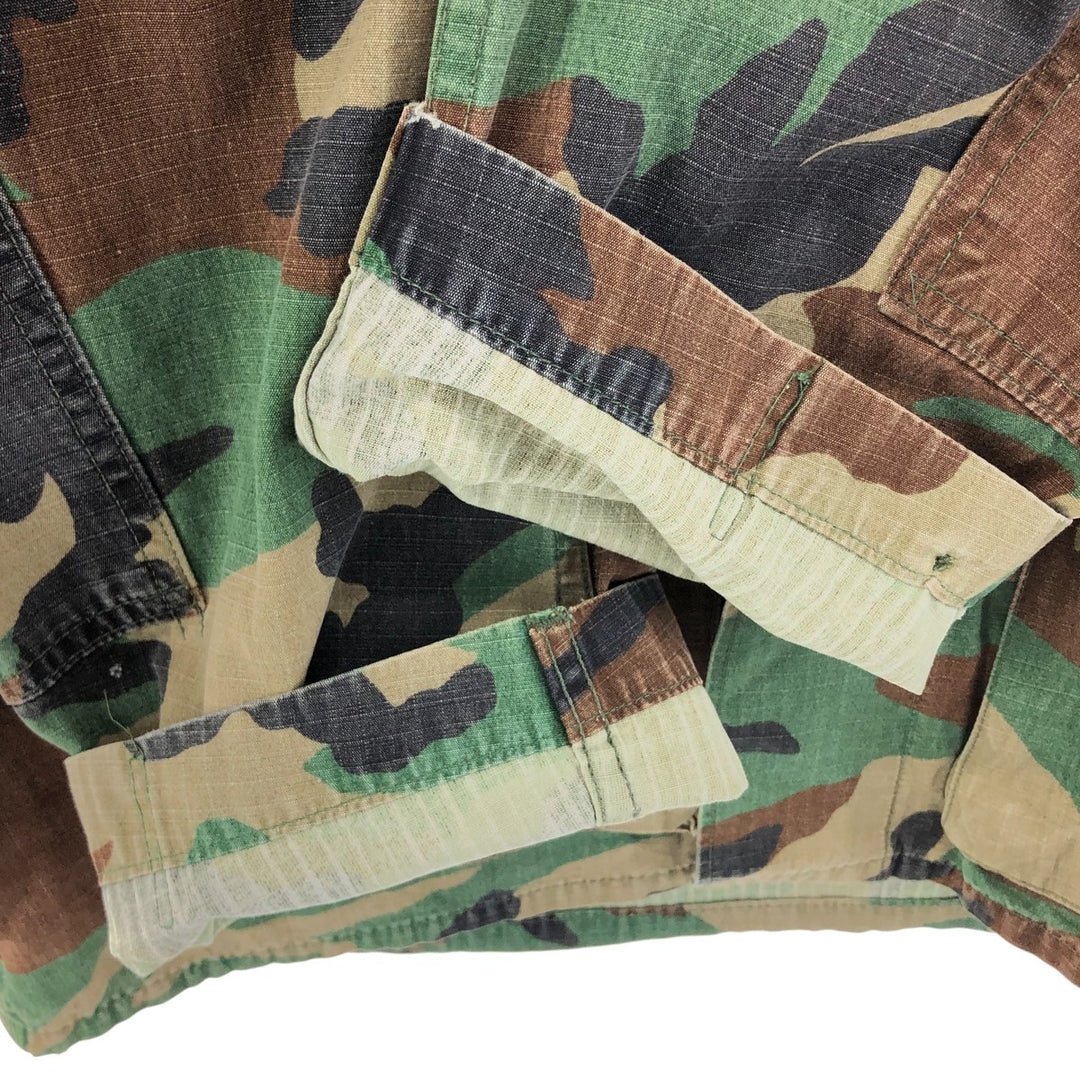 Genuine US military camouflage pattern woodland camo ripstop BDU military jacket made in USA MEDIUM-REGULAR equivalent to men's M cotton Khaki type Vintage Second Hand