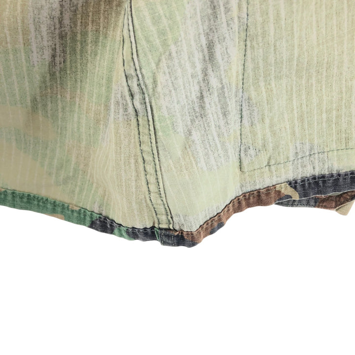 Genuine US military camouflage pattern woodland camo ripstop BDU military jacket made in USA MEDIUM-REGULAR equivalent to men's M cotton Khaki type Vintage Second Hand
