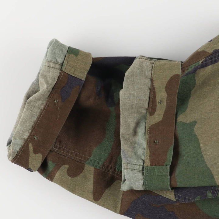 80'S US Military Genuine Camouflage Pattern Woodland Camo BDU Military Jacket Made in USA MEDIUM-XX-SHORT Men's M Size Vintage cotton Khaki type Vintage Second Hand