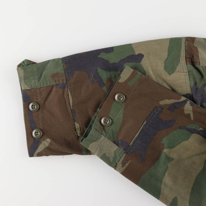 80'S US Military Genuine Camouflage Pattern Woodland Camo BDU Military Jacket Made in USA MEDIUM-XX-SHORT Men's M Size Vintage cotton Khaki type Vintage Second Hand