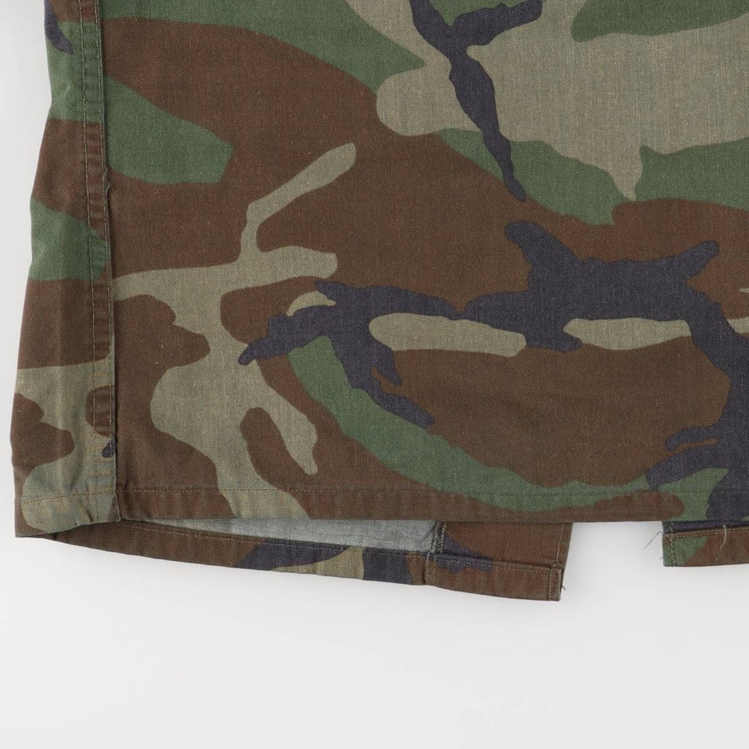80'S US Military Genuine Camouflage Pattern Woodland Camo BDU Military Jacket Made in USA MEDIUM-XX-SHORT Men's M Size Vintage cotton Khaki type Vintage Second Hand