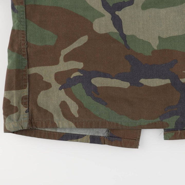 80'S US Military Genuine Camouflage Pattern Woodland Camo BDU Military Jacket Made in USA MEDIUM-XX-SHORT Men's M Size Vintage cotton Khaki type Vintage Second Hand