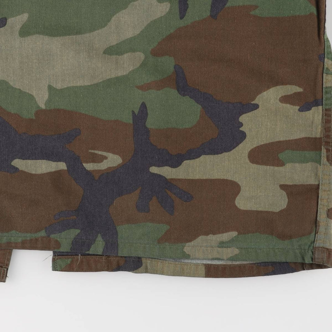 80'S US Military Genuine Camouflage Pattern Woodland Camo BDU Military Jacket Made in USA MEDIUM-XX-SHORT Men's M Size Vintage cotton Khaki type Vintage Second Hand