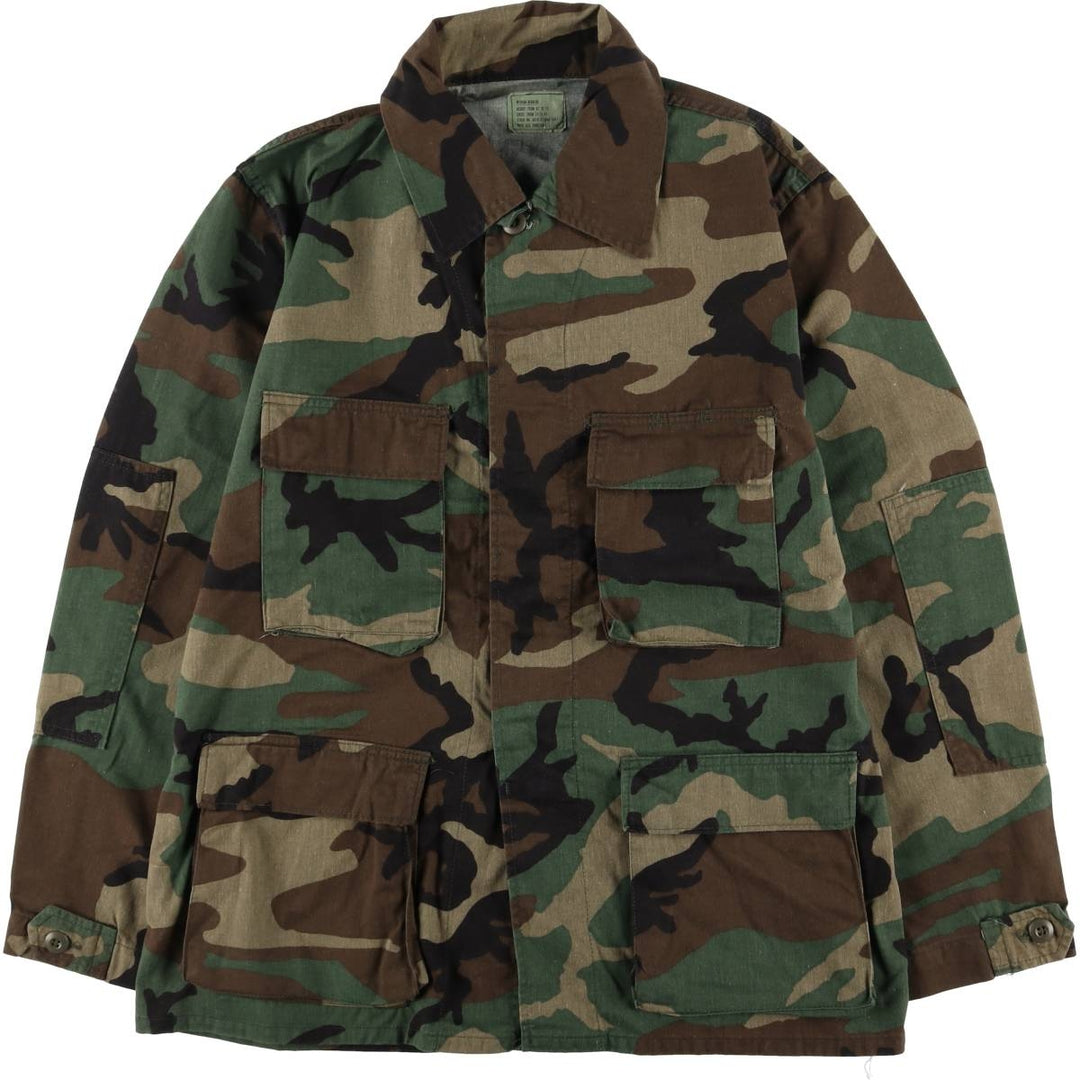 80'S US Military Genuine Camouflage Pattern Woodland Camo BDU Military Jacket Made in USA MEDIUM-REGULAR Men's M Vintage cotton Khaki type Vintage Second Hand