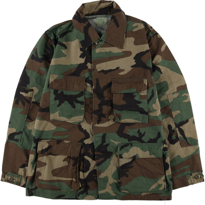80'S US Military Genuine Camouflage Pattern Woodland Camo BDU Military Jacket Made in USA MEDIUM-REGULAR Men's M Vintage cotton Khaki type Vintage Second Hand
