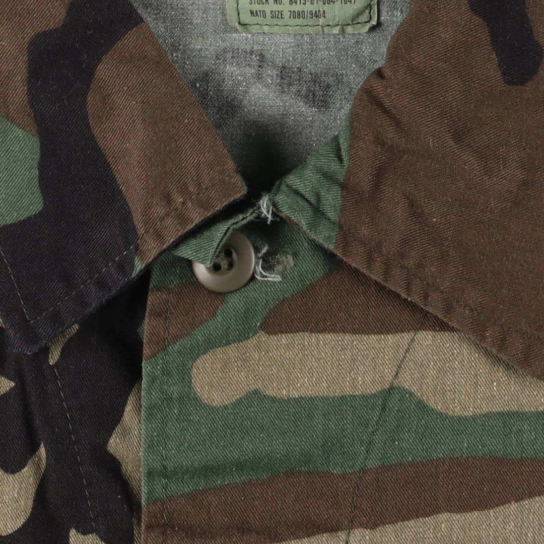 80'S US Military Genuine Camouflage Pattern Woodland Camo BDU Military Jacket Made in USA MEDIUM-REGULAR Men's M Vintage cotton Khaki type Vintage Second Hand
