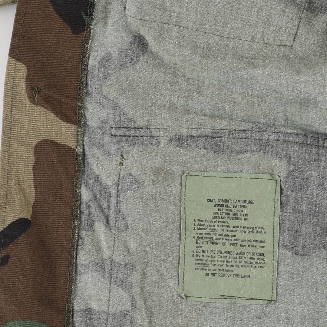 80'S US Military Genuine Camouflage Pattern Woodland Camo BDU Military Jacket Made in USA MEDIUM-REGULAR Men's M Vintage cotton Khaki type Vintage Second Hand