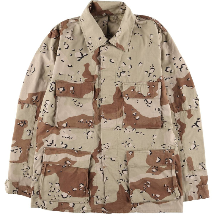 80s-90'S Genuine US Military Camouflage Pattern 6C Desert Chocolate Chip Camo BDU Military Jacket Made in USA MEDIUM-REGULAR Men's M Nylon Beige type Vintage Second Hand