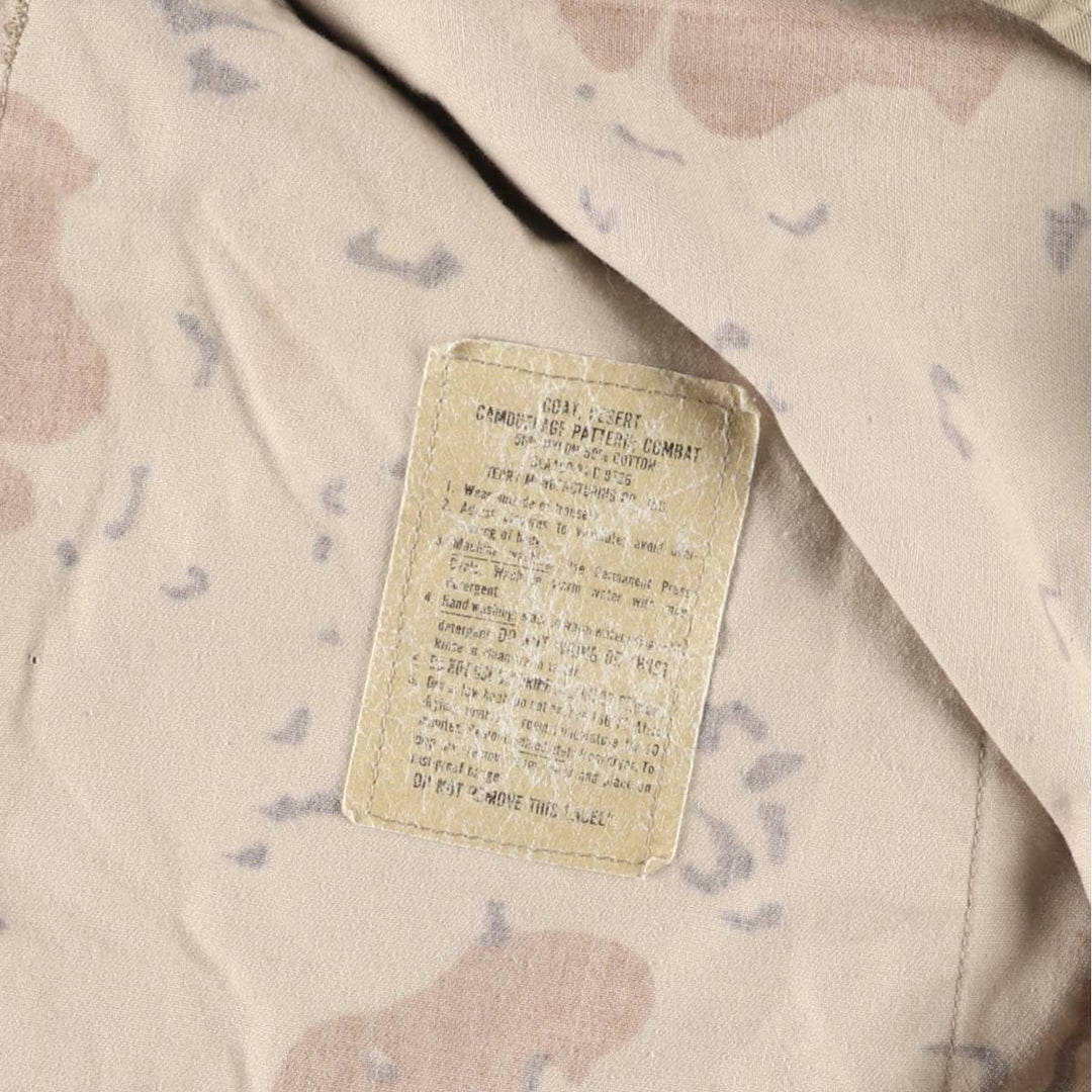 80s-90'S Genuine US Military Camouflage Pattern 6C Desert Chocolate Chip Camo BDU Military Jacket Made in USA MEDIUM-REGULAR Men's M Nylon Beige type Vintage Second Hand