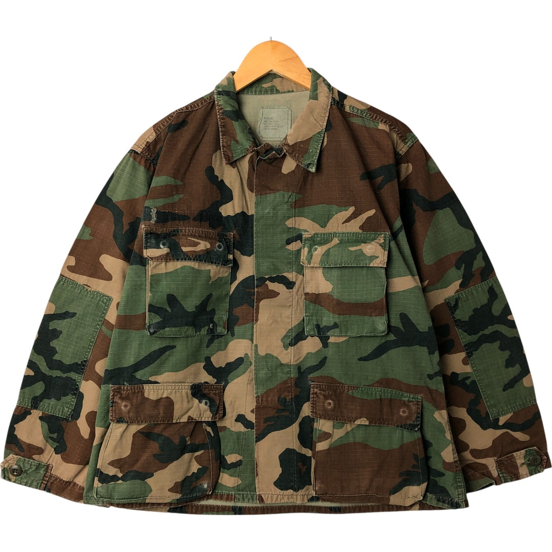 US Military Camouflage Pattern Woodland Camo Ripstop BDU Military Jacket MEDIUM-SHORT Men's M equivalent unclear Khaki type Vintage Second Hand