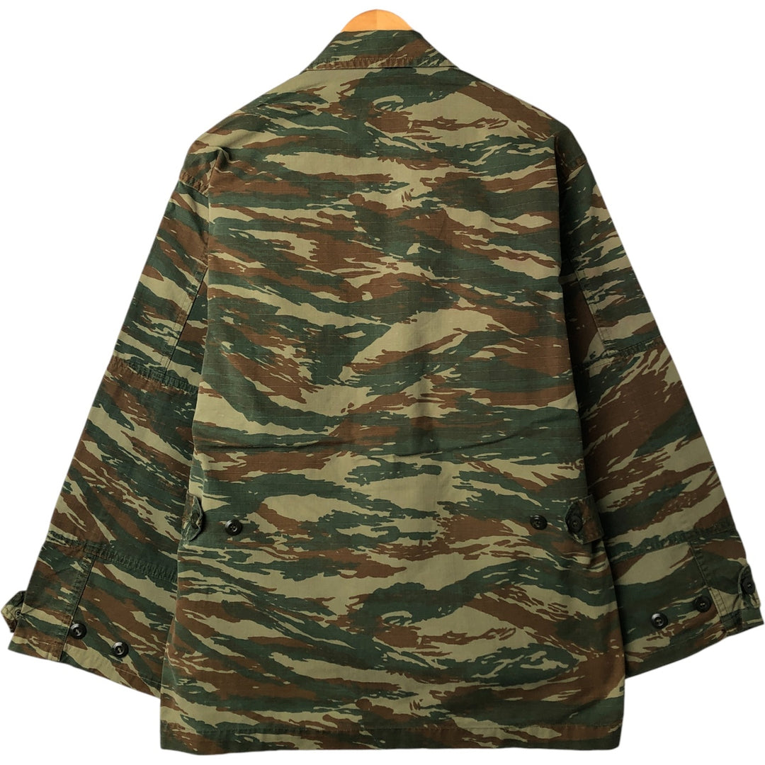 Greek Army Camouflage Pattern Lizard Camo Ripstop BDU Military Jacket Men's M polyester Khaki type Vintage Second Hand