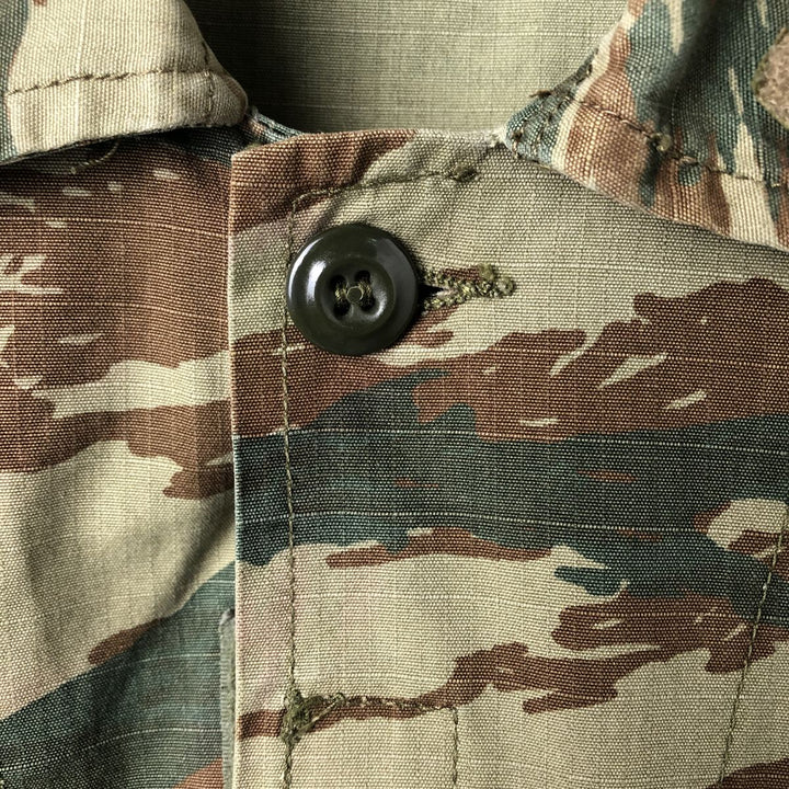 Greek Army Camouflage Pattern Lizard Camo Ripstop BDU Military Jacket Men's M polyester Khaki type Vintage Second Hand