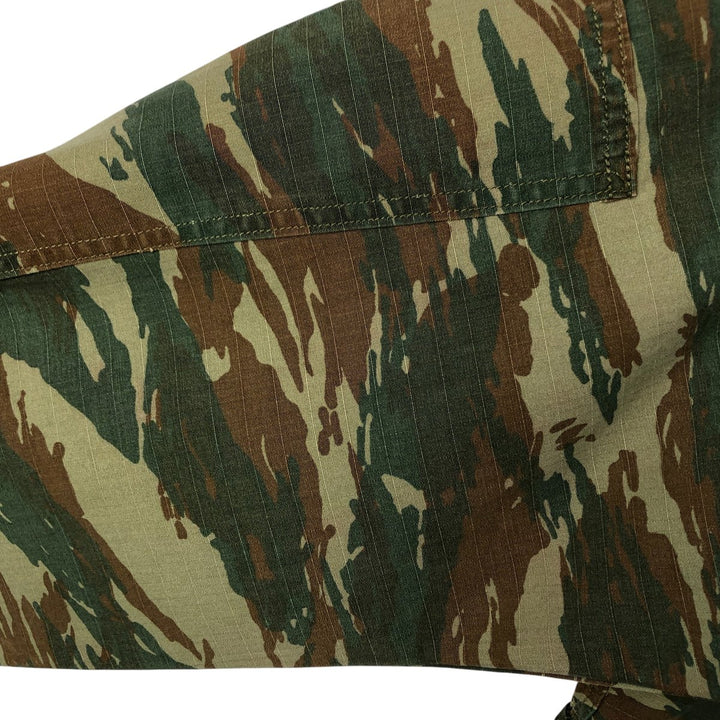 Greek Army Camouflage Pattern Lizard Camo Ripstop BDU Military Jacket Men's M polyester Khaki type Vintage Second Hand