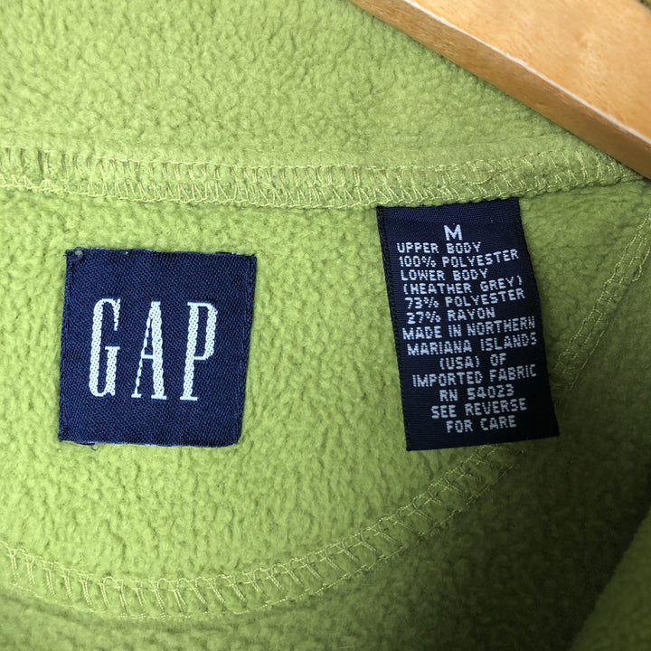 90'S GAP Vintage Half-Zip Fleece Pullover, Men's Size Medium polyester green type yellow green Vintage Second Hand