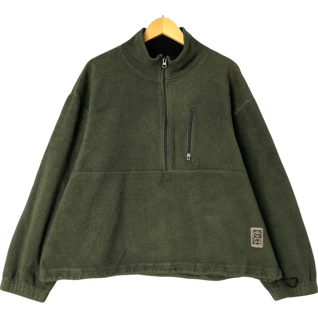 Vintage 90'S Timberland Half-Zip Fleece Pullover, Men's XL polyester Khaki type Vintage Second Hand