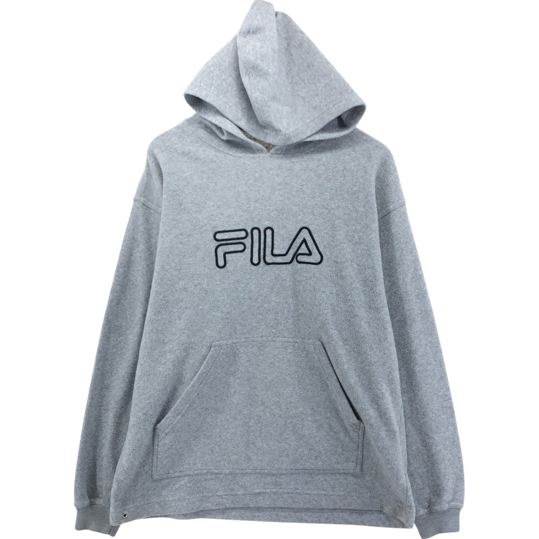 90'S FILA Sweatshirt Pullover Hoodie, Made in USA, Men's M Size, Vintage polyester gray type Vintage Second Hand