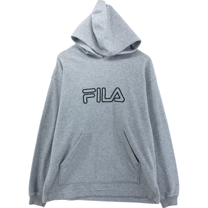 90'S FILA Sweatshirt Pullover Hoodie, Made in USA, Men's M Size, Vintage polyester gray type Vintage Second Hand