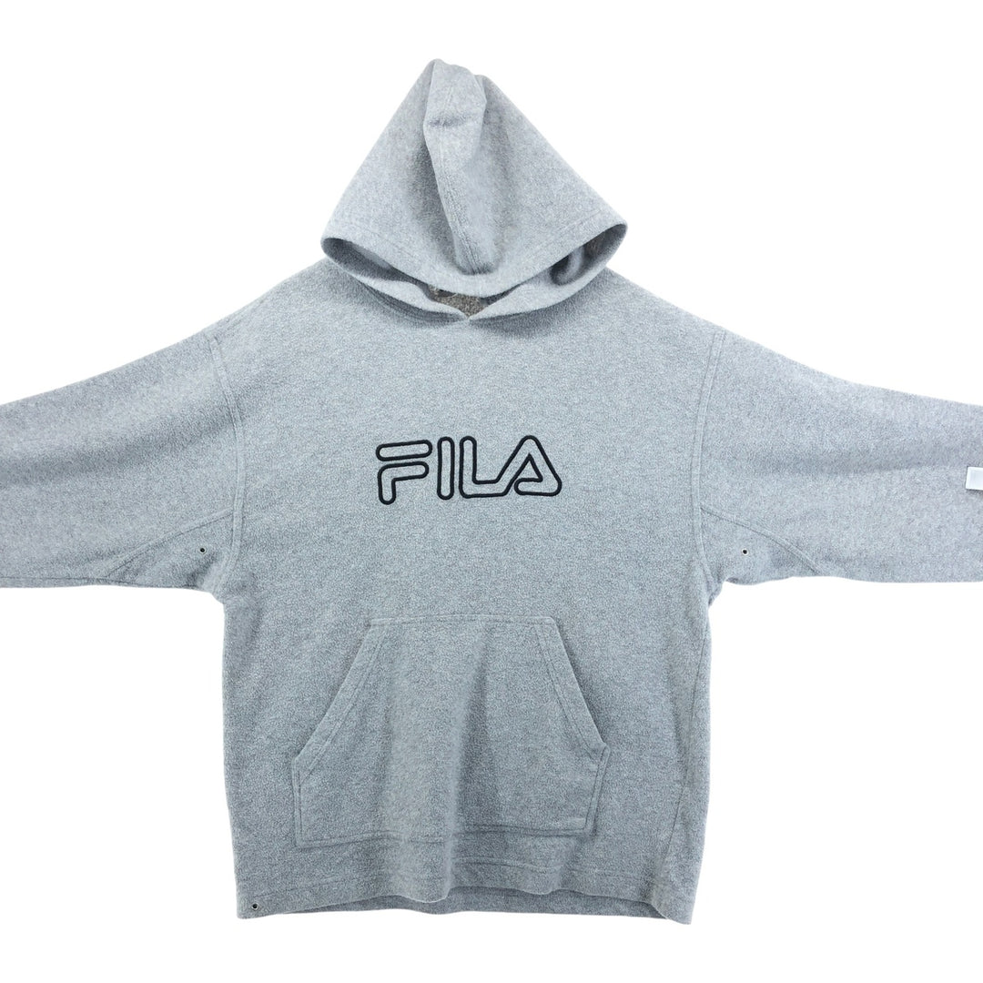 90'S FILA Sweatshirt Pullover Hoodie, Made in USA, Men's M Size, Vintage polyester gray type Vintage Second Hand