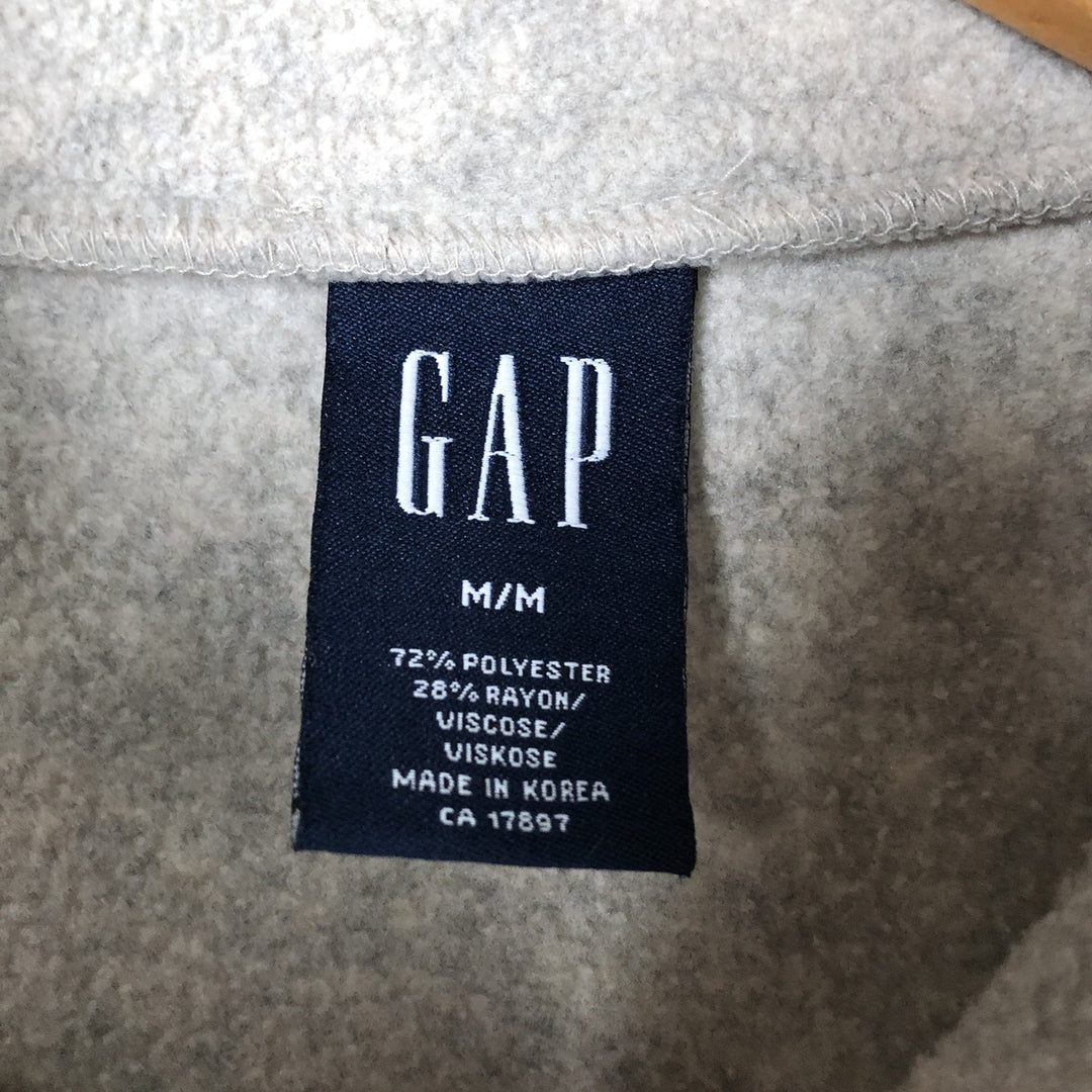 90'S GAP Vintage Half-Zip Fleece Pullover, Men's Size Medium polyester gray type Vintage Second Hand