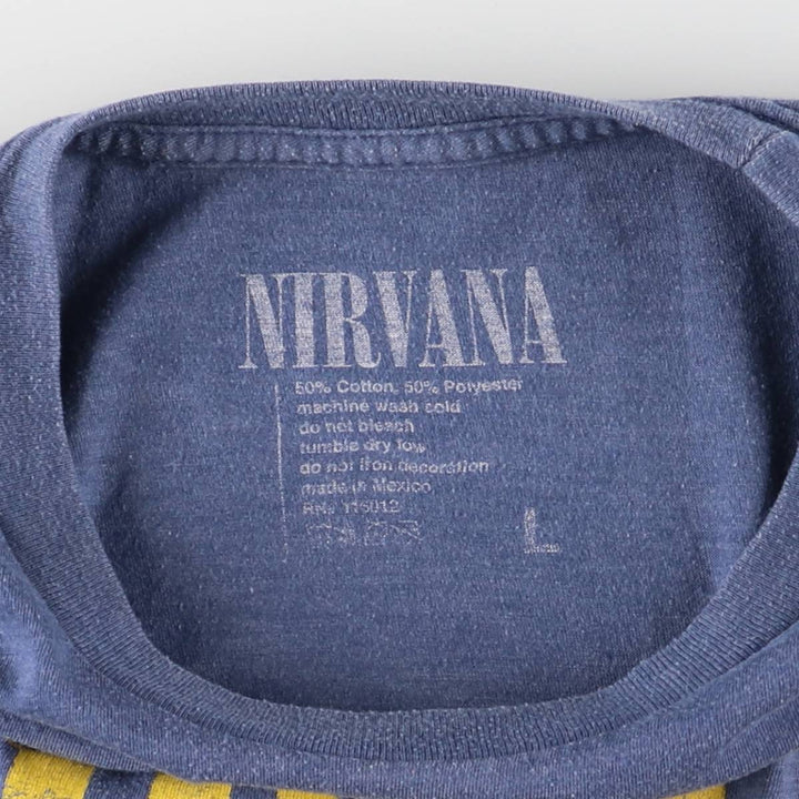 NIRVANA Nirvana Band T-shirt, Band T, Men's L size cotton blue type Vintage Second Hand