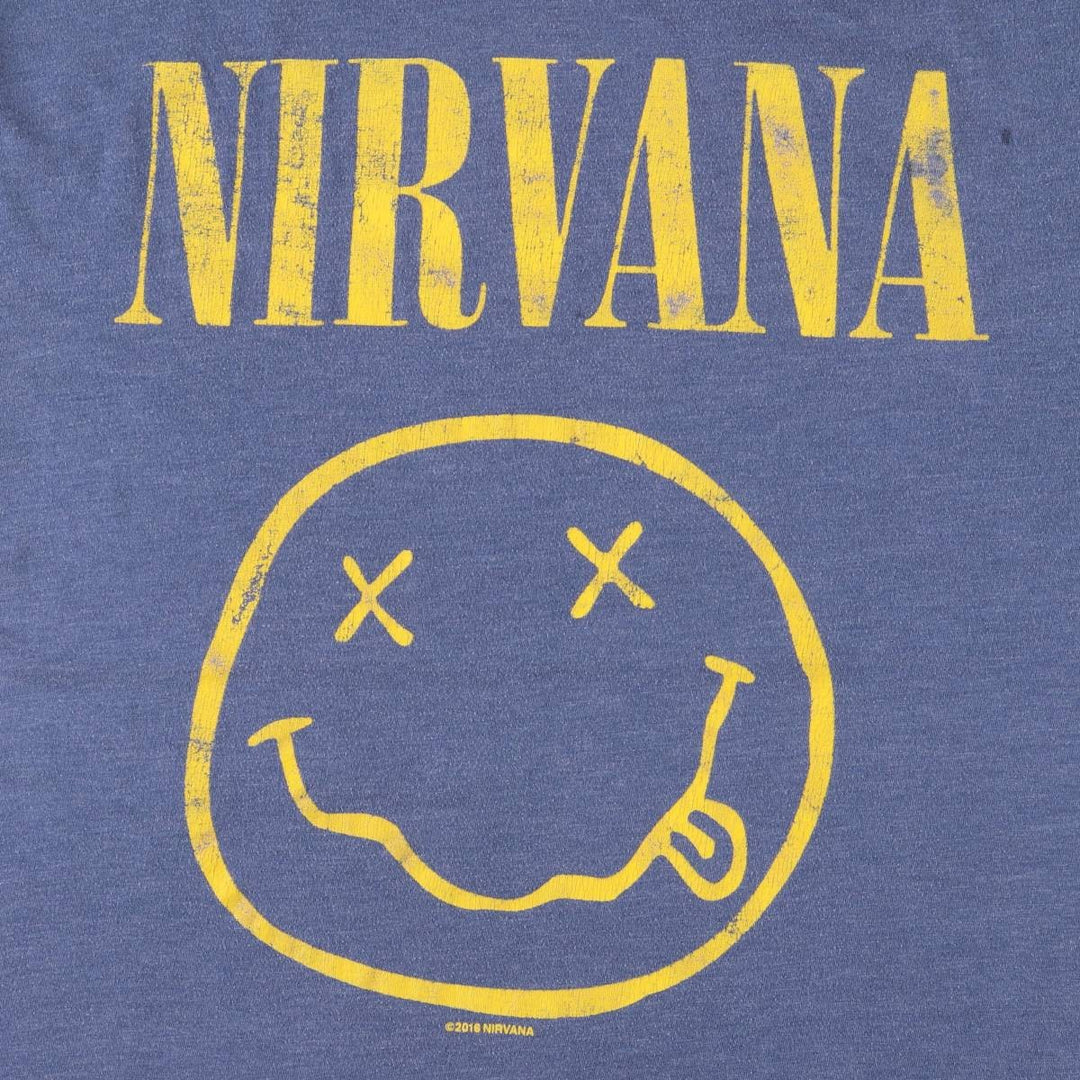 NIRVANA Nirvana Band T-shirt, Band T, Men's L size cotton blue type Vintage Second Hand