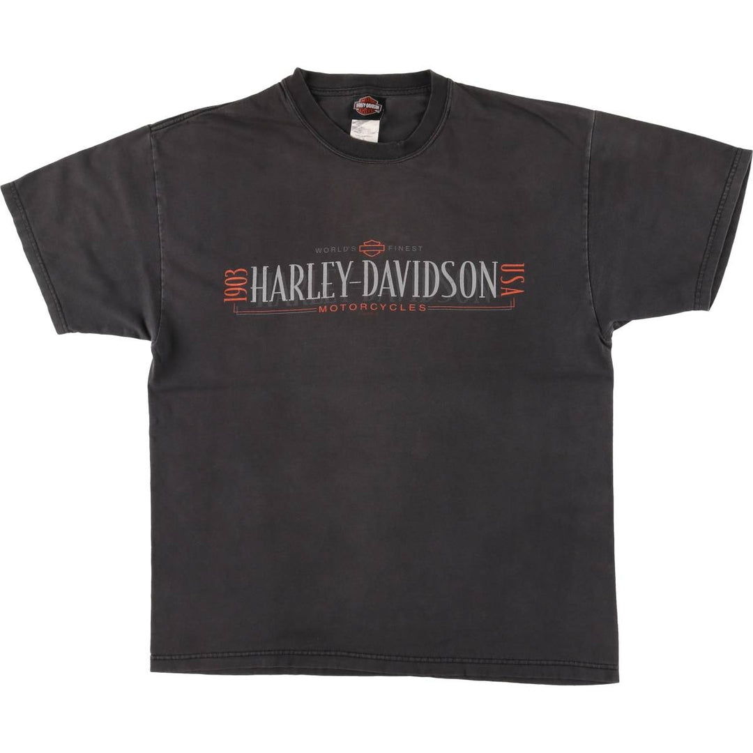 00'S Harley-Davidson Motorcycle Bike T-shirt Made in USA Men's L size cotton Charcoal Vintage Second Hand