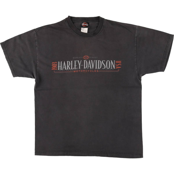 00'S Harley-Davidson Motorcycle Bike T-shirt Made in USA Men's L size cotton Charcoal Vintage Second Hand