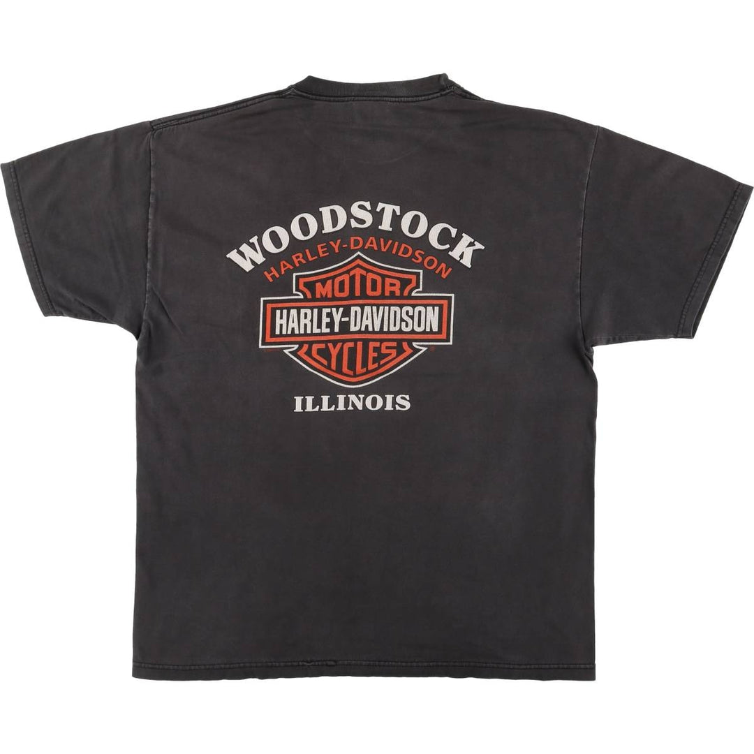 00'S Harley-Davidson Motorcycle Bike T-shirt Made in USA Men's L size cotton Charcoal Vintage Second Hand