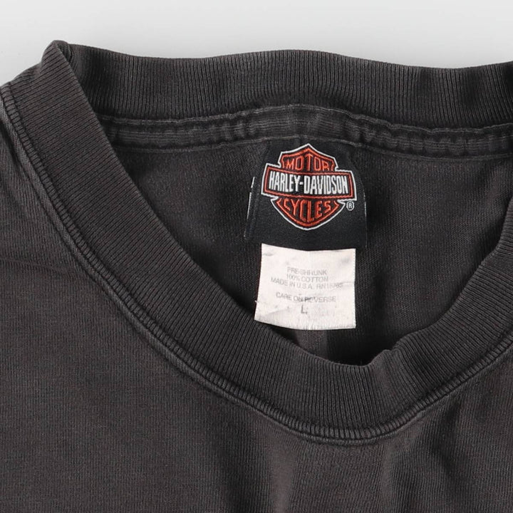 00'S Harley-Davidson Motorcycle Bike T-shirt Made in USA Men's L size cotton Charcoal Vintage Second Hand