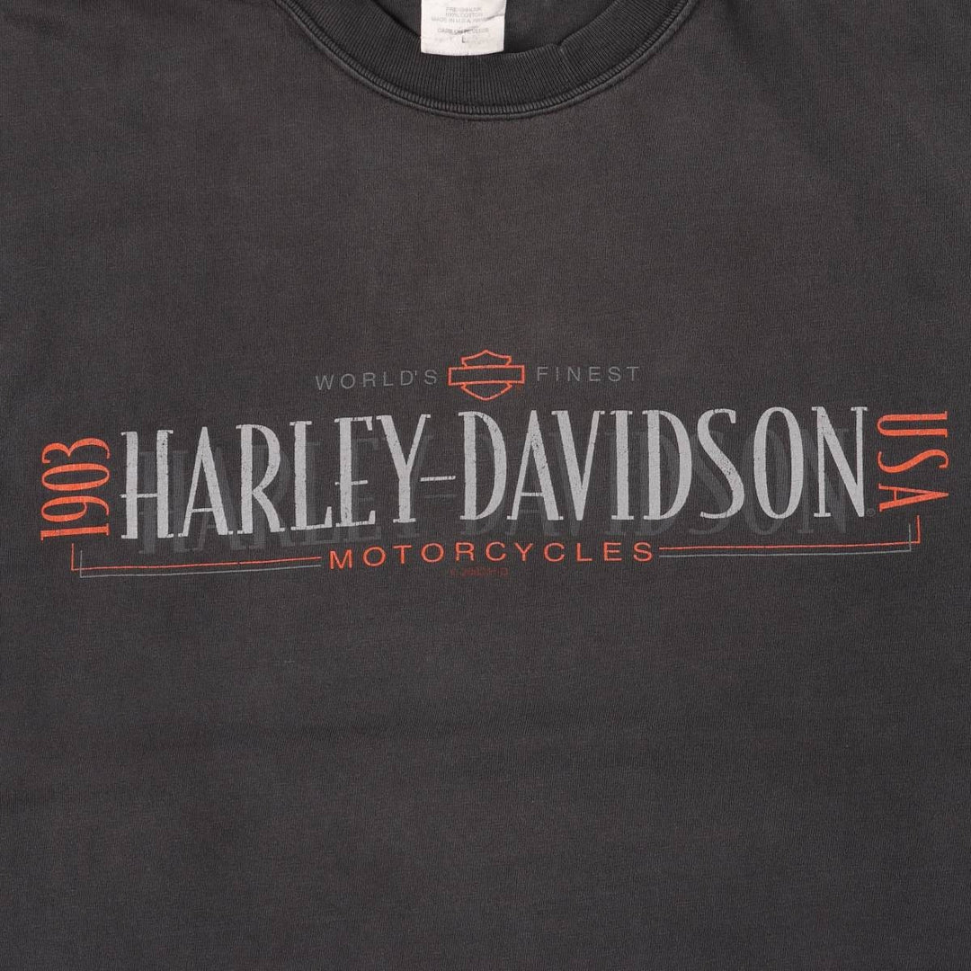 00'S Harley-Davidson Motorcycle Bike T-shirt Made in USA Men's L size cotton Charcoal Vintage Second Hand