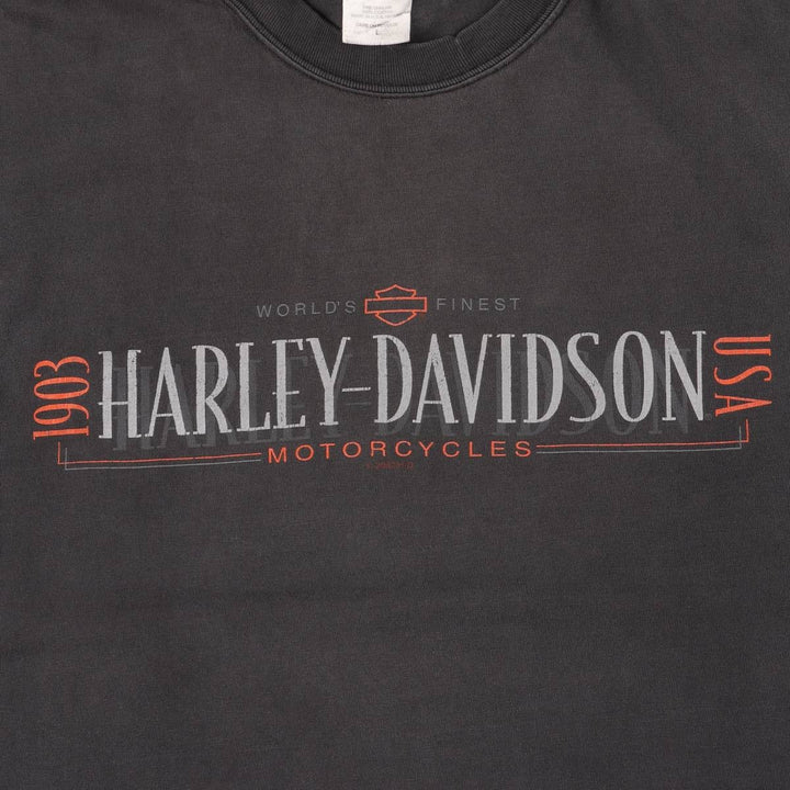 00'S Harley-Davidson Motorcycle Bike T-shirt Made in USA Men's L size cotton Charcoal Vintage Second Hand