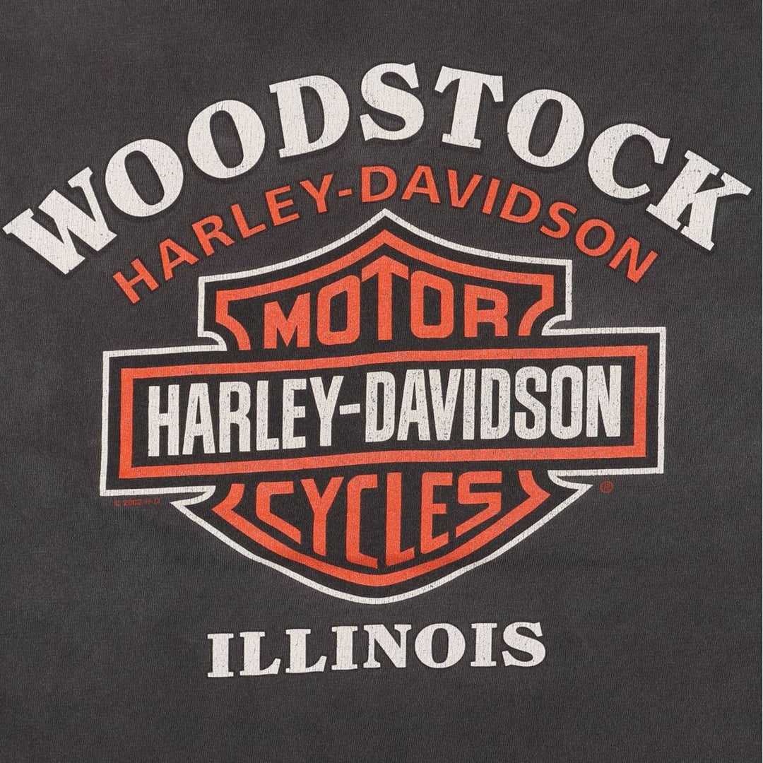 00'S Harley-Davidson Motorcycle Bike T-shirt Made in USA Men's L size cotton Charcoal Vintage Second Hand