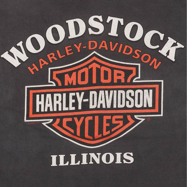 00'S Harley-Davidson Motorcycle Bike T-shirt Made in USA Men's L size cotton Charcoal Vintage Second Hand