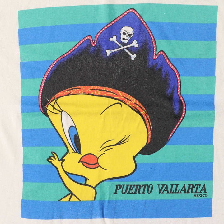 BSA AND RAB Looney Tunes Tweety Character Print T-Shirt Men's L Size Vintage unclear white type Vintage Second Hand