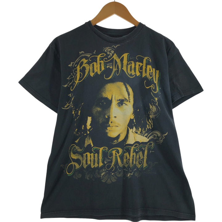 00'S Zion BOB MARLEY Band T-shirt, USA made, Men's L size cotton black type Vintage Second Hand