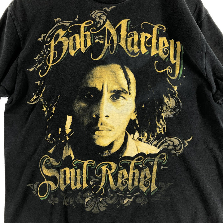 00'S Zion BOB MARLEY Band T-shirt, USA made, Men's L size cotton black type Vintage Second Hand
