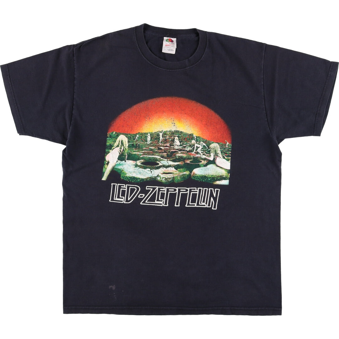Fruit of the Loom LED ZEPPELIN Band T-shirt, Men's L size cotton black type Vintage Second Hand