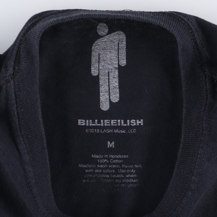 Billie Eilish Band T-shirt, Men's M size cotton black type Vintage Second Hand