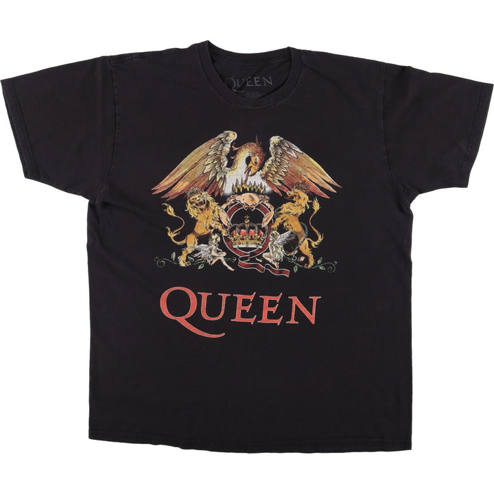 QUEEN Band T-shirt, Men's L size cotton black type Vintage Second Hand