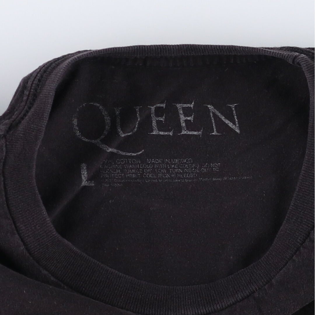 QUEEN Band T-shirt, Men's L size cotton black type Vintage Second Hand