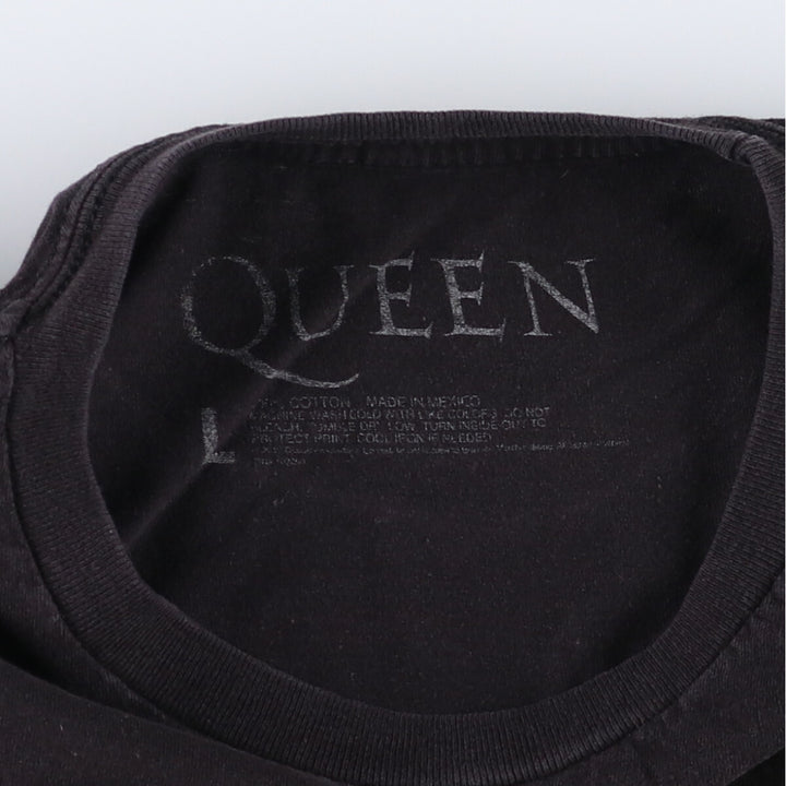 QUEEN Band T-shirt, Men's L size cotton black type Vintage Second Hand