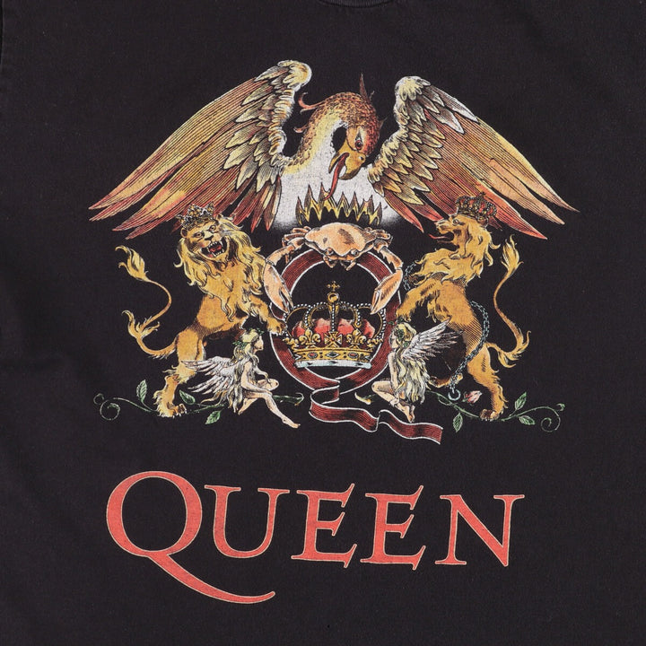 QUEEN Band T-shirt, Men's L size cotton black type Vintage Second Hand