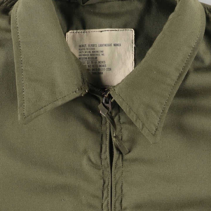 1970'S US military helicopter crew jacket, military flight jacket, made in USA, MEDIUM-REGULAR, men's size M, vintage Nylon Khaki type Vintage Second Hand