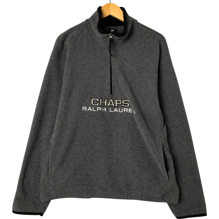 Ralph Lauren Chaps Half-Zip Fleece Pullover, Men's XL polyester gray type Vintage Second Hand