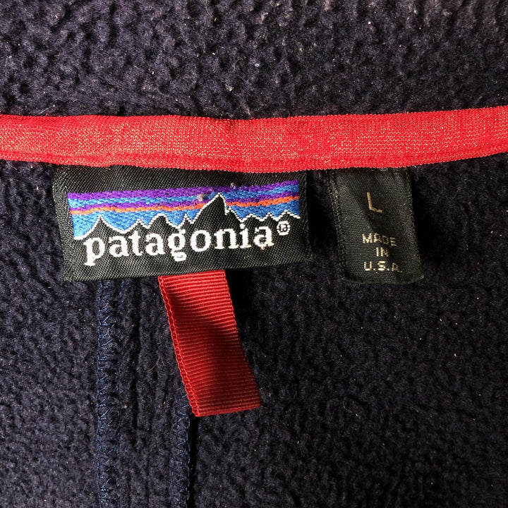 2000'S Patagonia Synchilla Cardigan 25501F9 Fleece Jacket, Made in USA, Men's Size L polyester navy blue type Vintage Second Hand