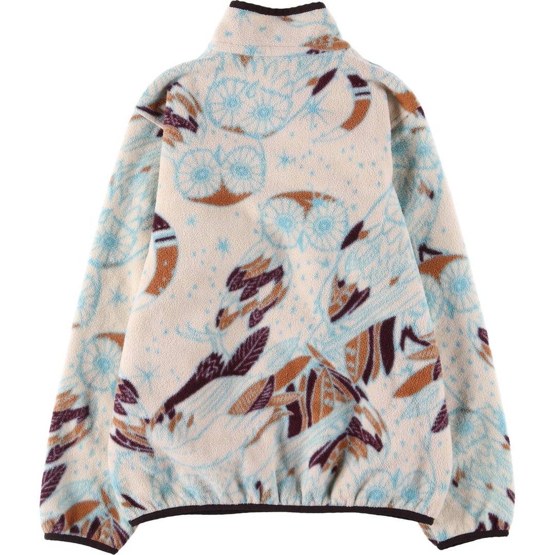 Patagonia Lightweight Synchilla Snap Tee 25455FA16, All-Over Print Half-Snap Fleece Pullover, Women's Size Small polyester pale white type Vintage Second Hand