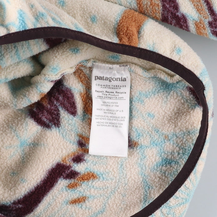 Patagonia Lightweight Synchilla Snap Tee 25455FA16, All-Over Print Half-Snap Fleece Pullover, Women's Size Small polyester pale white type Vintage Second Hand