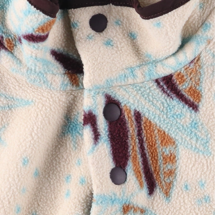 Patagonia Lightweight Synchilla Snap Tee 25455FA16, All-Over Print Half-Snap Fleece Pullover, Women's Size Small polyester pale white type Vintage Second Hand