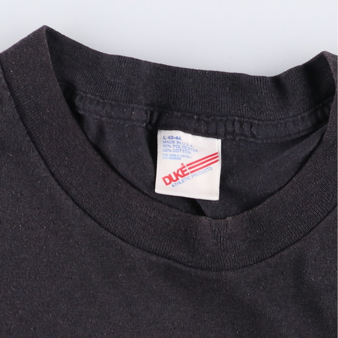 90'S Duke plain T-shirt, made in the USA, men's size L, vintage polyester black type Vintage Second Hand
